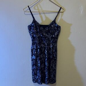 Express Midnight Blue Sequin Mini Dress